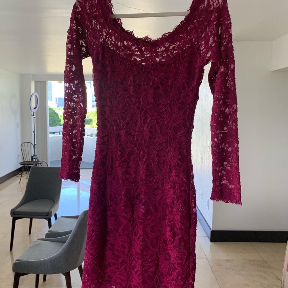 Off the shoulder lace mini dress